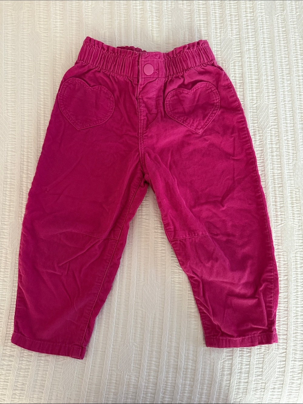 Carter's Girls Corduroy Heart Pocket Pants in Hot Pink/Fuchsia